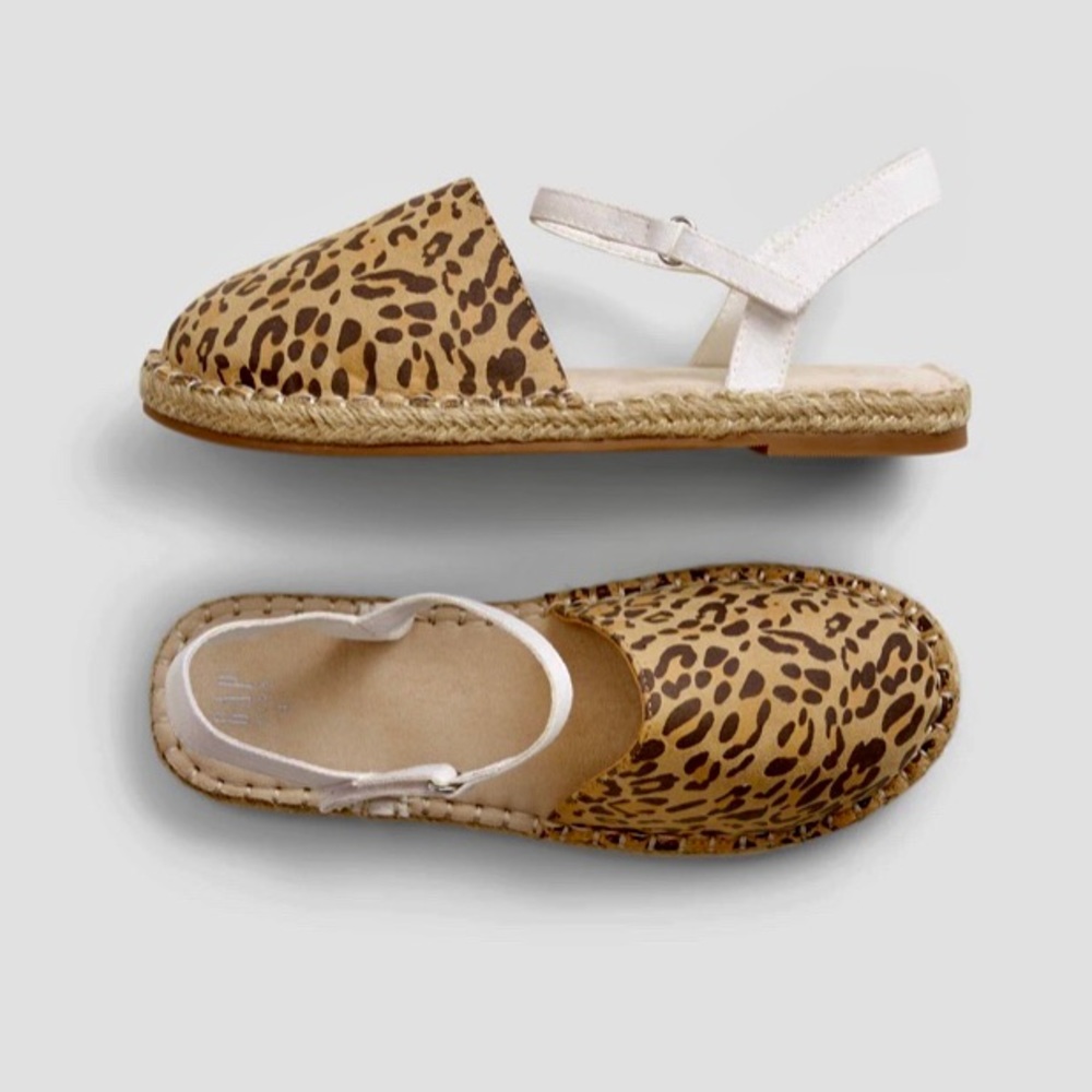 Girls Gap leopard espadrilles sz 3 nwt beige / brown